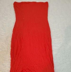 Strapless Red Midi Dress